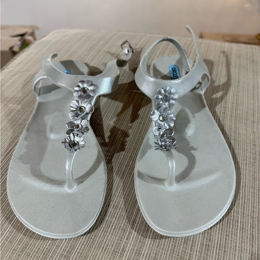 Elegant Silver Floral Sandals